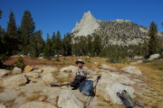 Frank takes a break at Budd Lake.