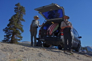 Bill and Frank get ready to start their hike.