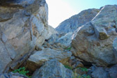 We turned back here as the rocks were large and loose, and we could not be sure the route went through.