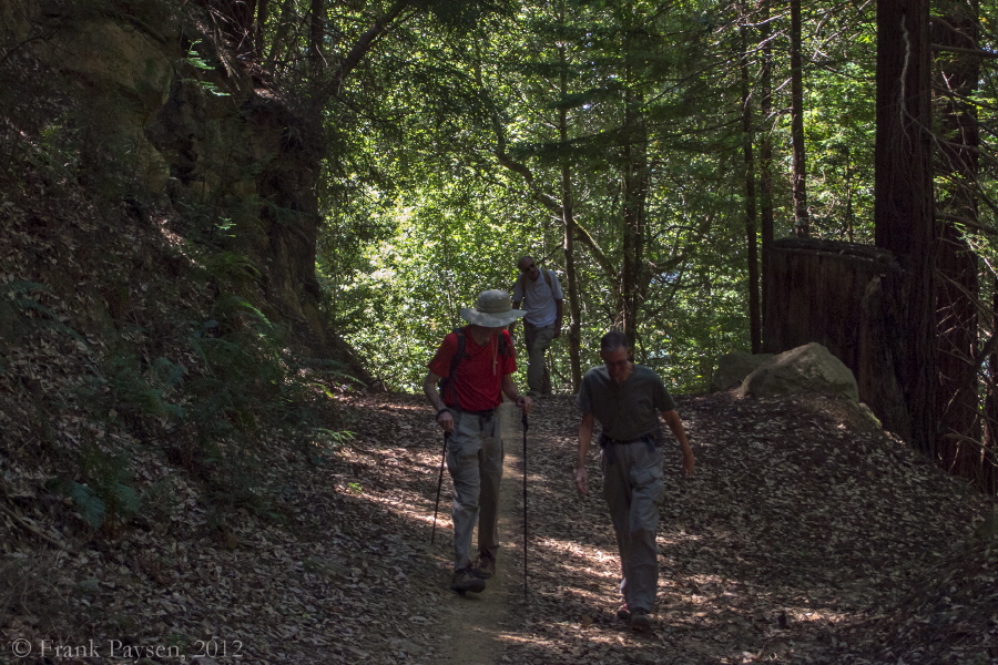 Bill checks on David's progress climbing Lawrence Creek Trail.