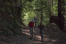 Bill checks on David's progress climbing Lawrence Creek Trail.
