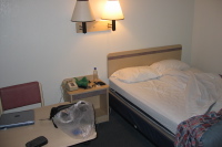 Motel 6 room, covers all the basics.