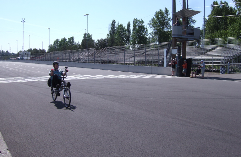 Tom Moxon starts another lap.