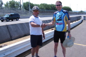 Josh Kerson and Bill Bushnell at the end of the race.