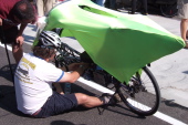 Josh works on his bike.