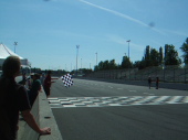 Bill finishes his 10th lap in the eCat1 race.