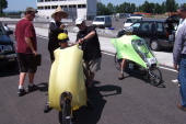 Bill Bates and Lonnie Morse photograph the instruments.