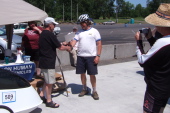 Josh Kerson receives his certificate for the eCat1 race.