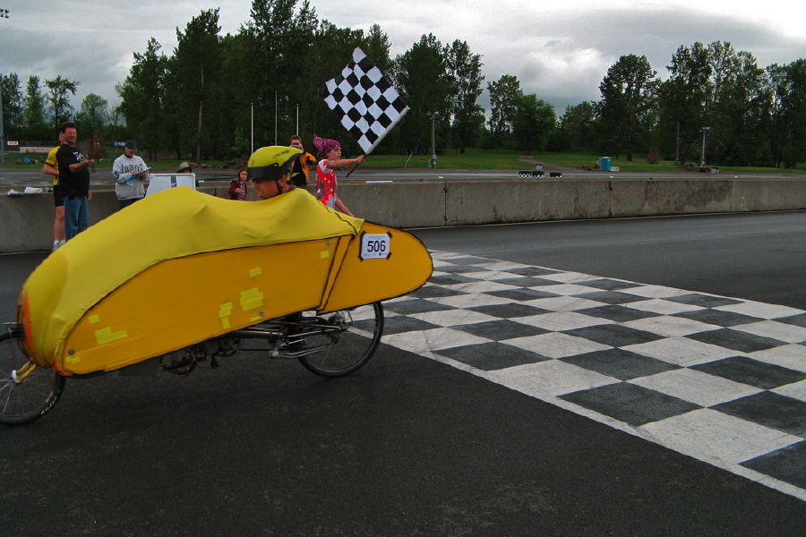 Bill finishes the eCat1 race.