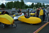 Race entrants prepare to race the eCat1 race.