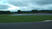Going through the corner in the eCat1 race.