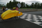 Bill finishes the eCat1 race.