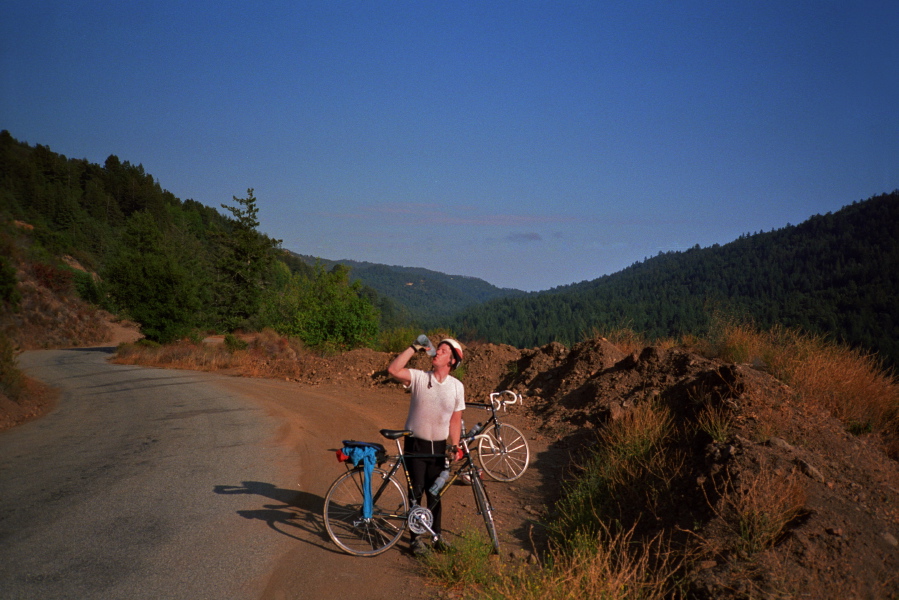 Chris takes a break somewhere along Highland Way.