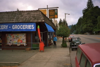 Stopping for snacks and Wholly Water at True Nature Foods in Boulder Creek.