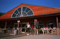 Chris and Bill take a break at the newly rebuilt Summit Store.