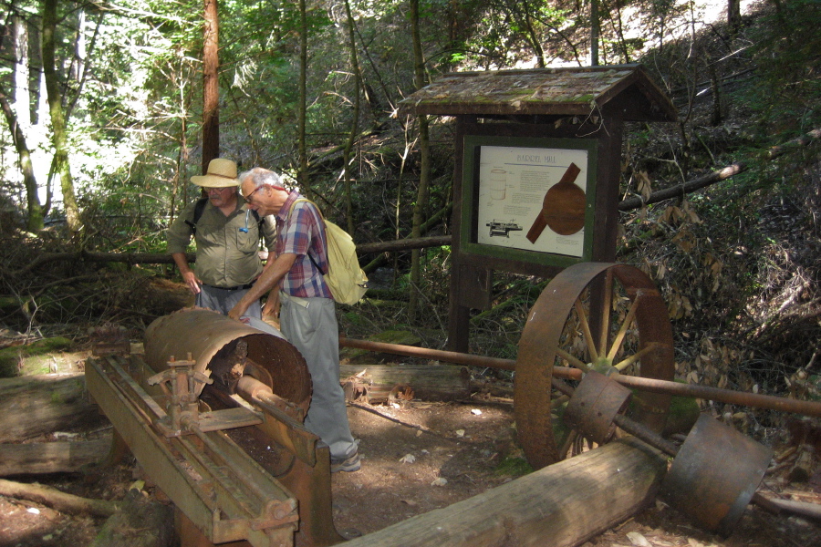 Ron and David inspect the Barrel Mill saw.