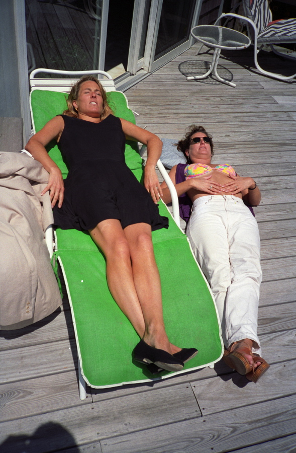 Laura and Kim enjoy the sun.