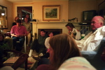 In the living room after dinner