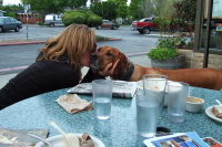 Laura gives Kumba a kiss.