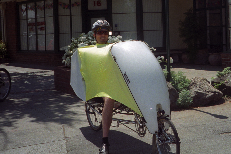 Bill models his first tailbox. (2)