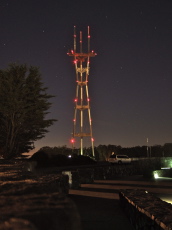 Sutro Tower at night from Twin Peaks