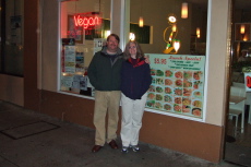 Len and Lisa are ready to eat dinner.
