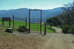 The road heading down into Garrod Farms