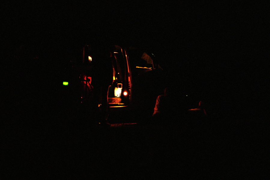 Stopping for a break in the dark somewhere near Ashford Mills.