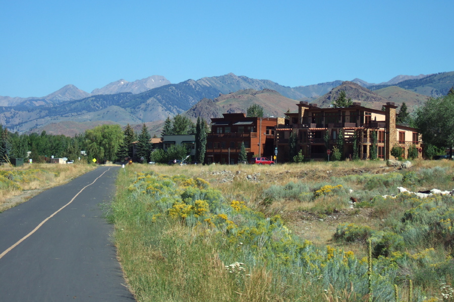 Heading north on the Wood River Trail through Ketchum, ID