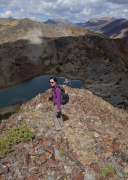 Frank and Bogdan lead the way down the north ridge to Upper Gaylor Lake.