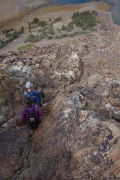 Bogdan and Pauline descend the crux.