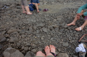 Eventually we all shed our shoes and dip our feet in the lake.