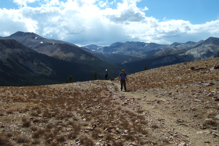 Ron Bobb and Stella reach the top of the ridge.