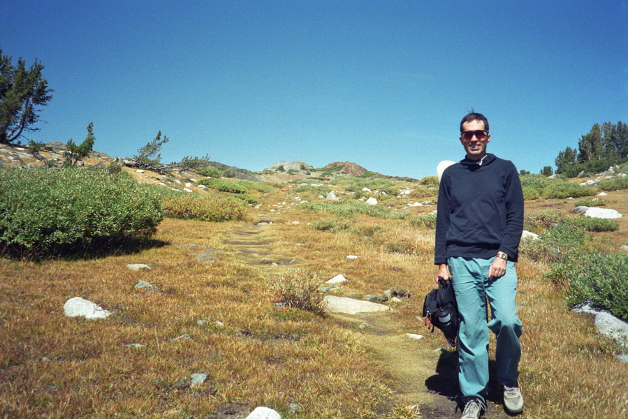 Bill returns down the trail from the tungsten mines (and Bill's Knob).