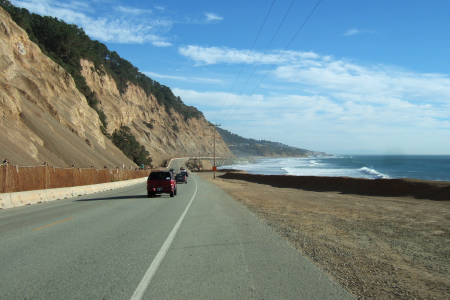 Passing the cliffs near Waddell Beach.