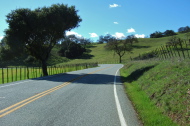 Green fields surround the lower reach of Willow Springs Road.