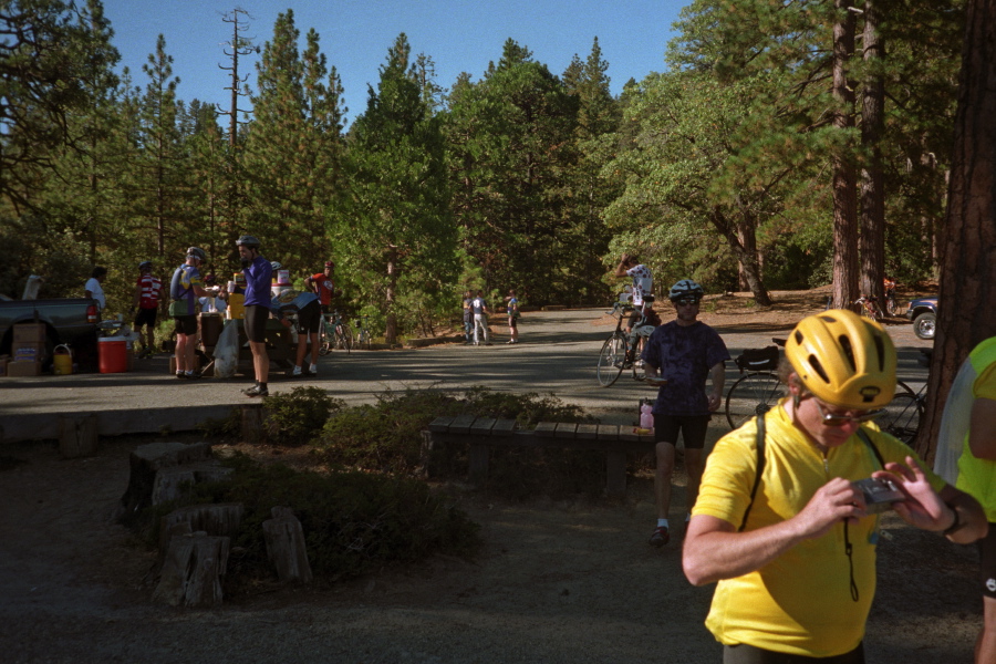 John Serafin adjusts his digital camera at the rest stop at Mile High Vista.
