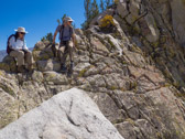 I consider the descent down the western wall of Half Moon Pass.  Photo courtesy of Frank Paysen.