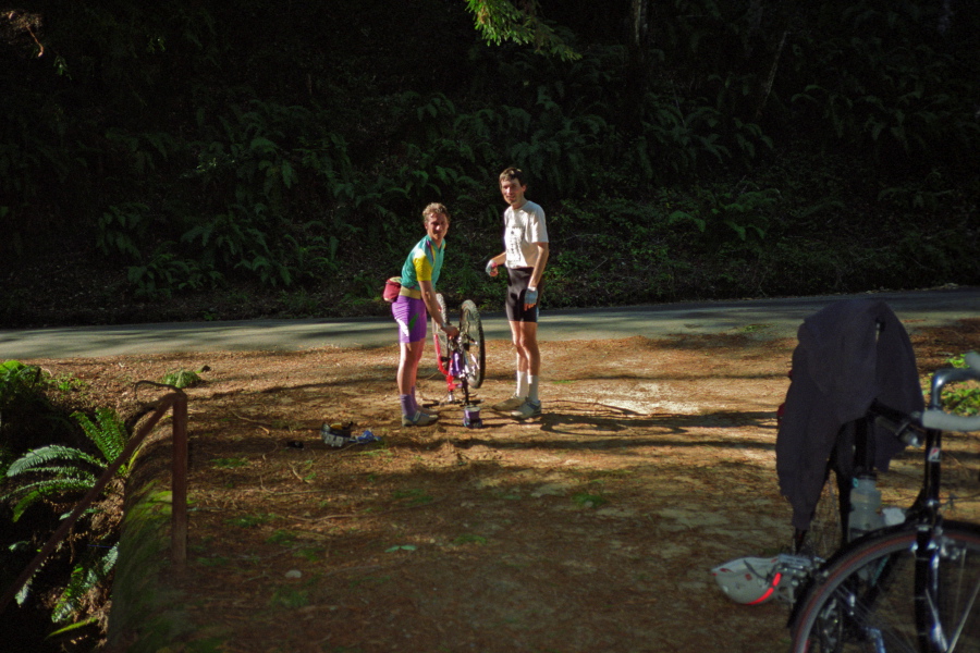 Paul fixes a jammed chain on Tunitas Creek Rd.