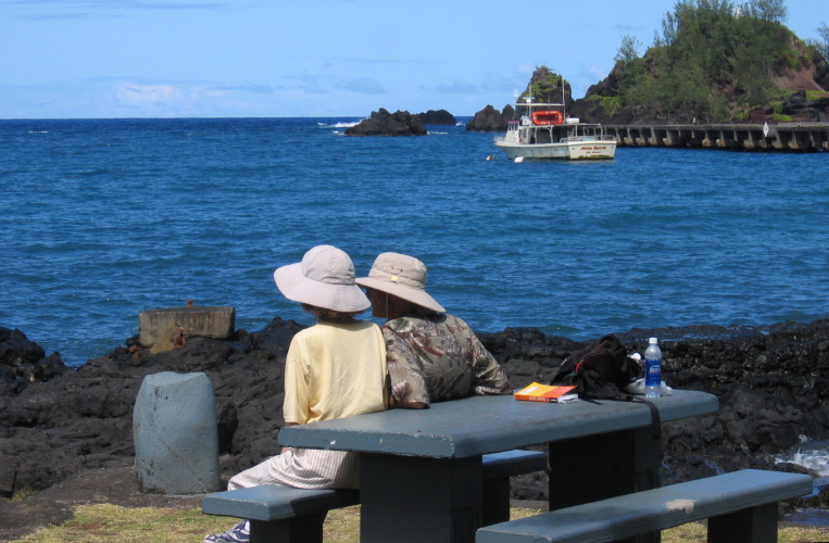 Kay and David at Hana Harbor and Beach.
