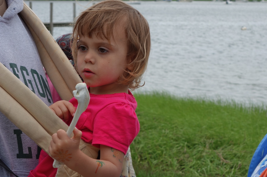 Natalie finds a small bone.
