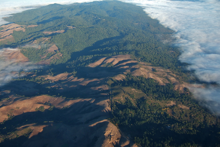 Windy Hill (center) and Kings Mountain (top)