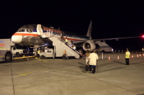 Boarding our plane.