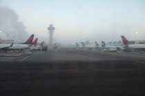 Morning has arrived at LAX as we taxi to the runway.