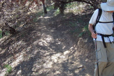 David works his way down a steep part of Middle Ridge Trail.