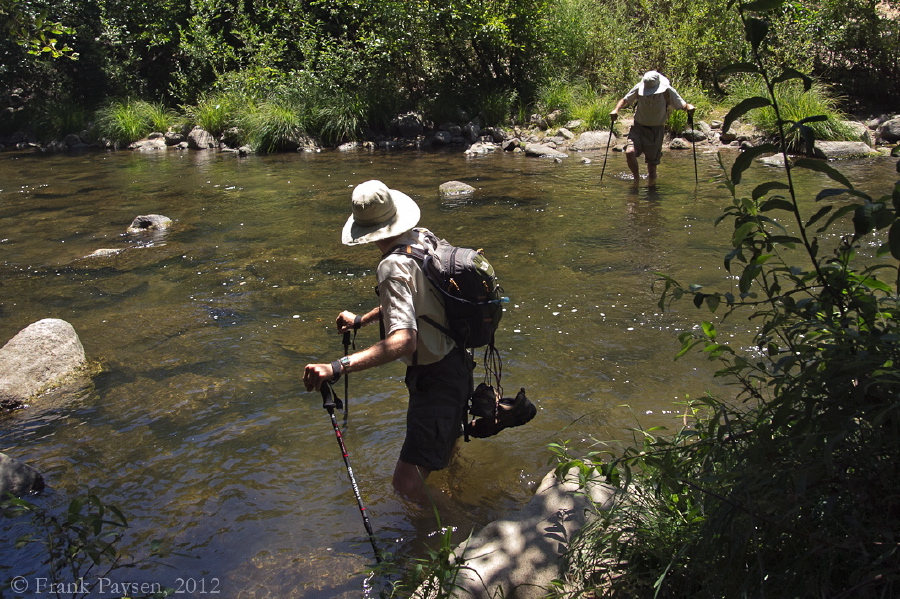 Bill looks back to check on David at the Rincon Trail crossing.