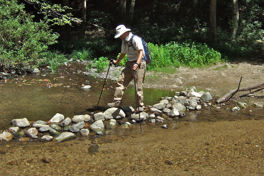 Frank crosses with sticks.