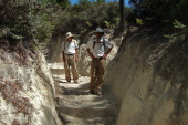 Trudging down the sandy trench of the Ridge Fire Road.