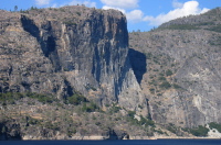 Point 5469 (5469ft) above Wapama Falls that falls down the cleft to the right.