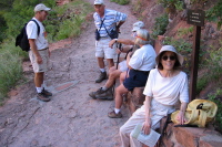 Kay at her turnaround point on the East Rim Trail.